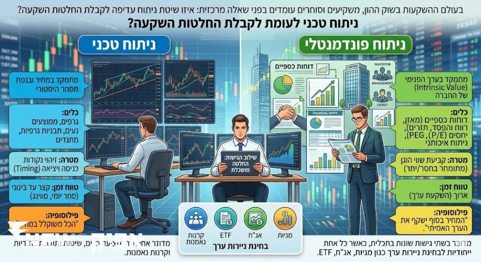 ניתוח טכני או ניתוח פונדמנטלי   מה עדיף ולמה?   שוק ההון