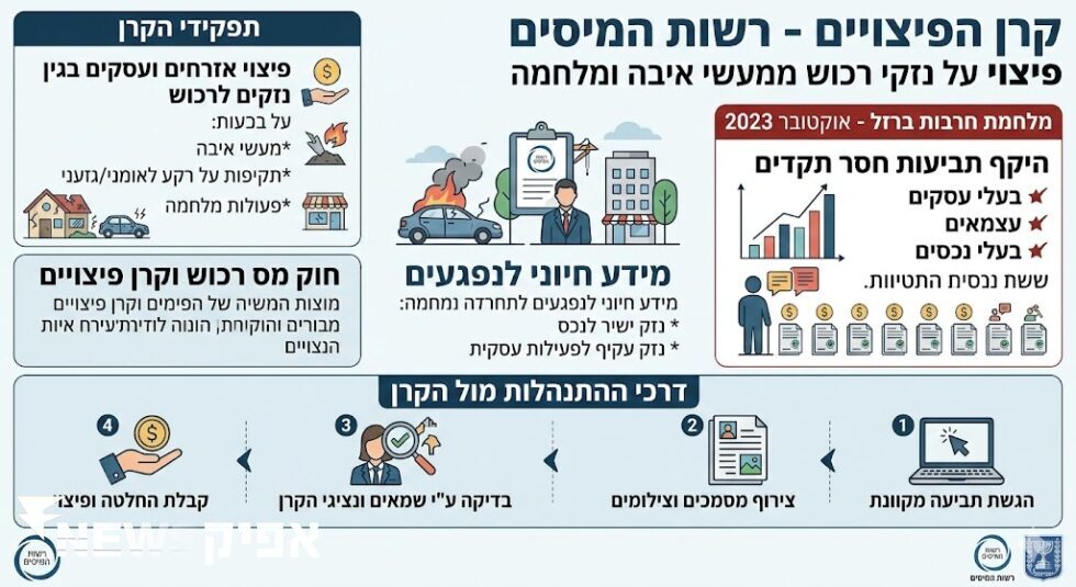 קרן הפיצויים ברשות המיסים – תפקידים, זכאות ודרכי יצירת קשר ביטוח, שמאות רכוש
