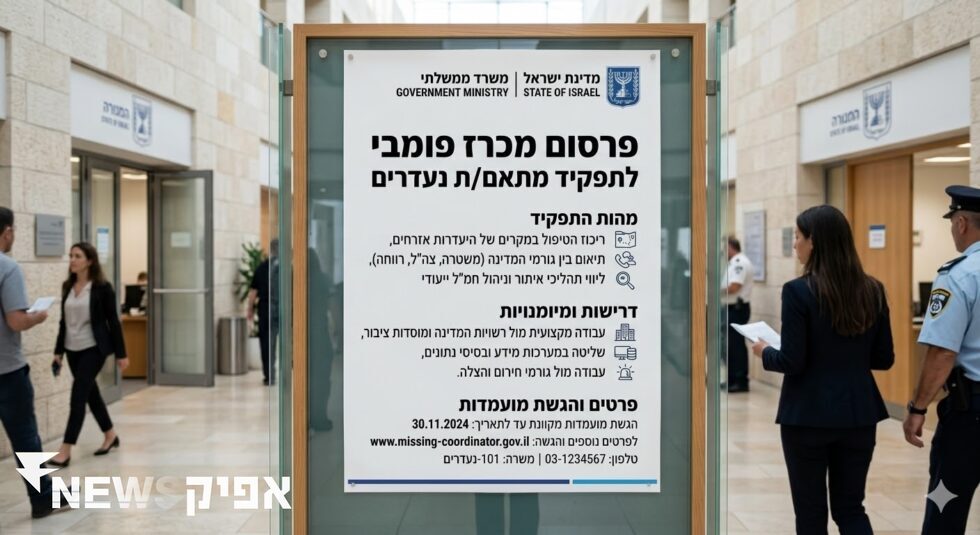 דרושים בשירות המדינה: מתאם/ת נעדרים – תפקיד ייעודי לניהול וטיפול במקרי היעדרות