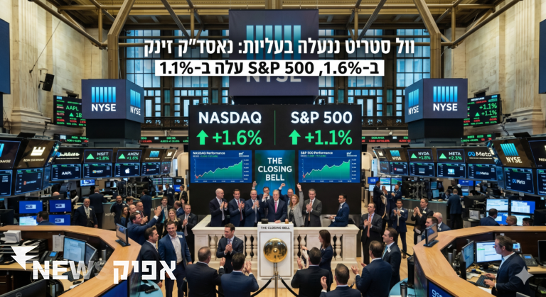 וול סטריט ננעלה בעליות: נאסד"ק זינק ב-1.6%, S&P 500 עלה ב-1.1%