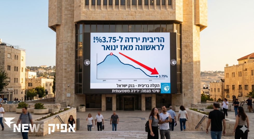 בנק ישראל הוריד את הריבית ל-3.75% — לראשונה מאז ינואר