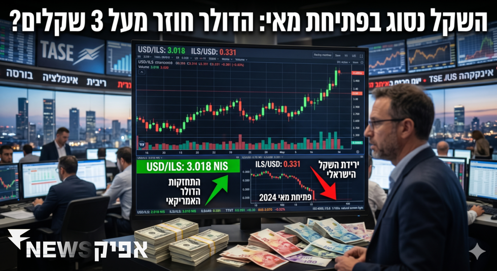 השקל נסוג בפתיחת מאי: הדולר חוזר מעל 3 שקלים?