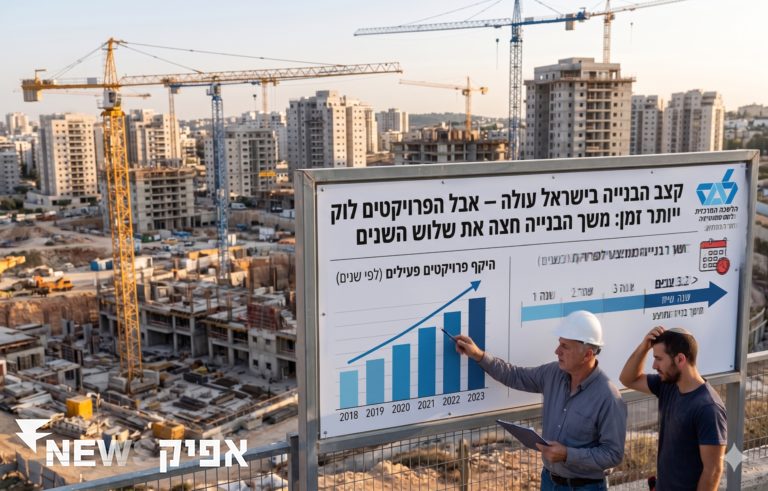 קצב הבנייה בישראל עולה — אבל הפרויקטים לוקחים יותר זמן: משך הבנייה חצה את שלוש השנים