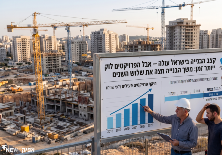 קצב הבנייה בישראל עולה — אבל הפרויקטים לוקחים יותר זמן: משך הבנייה חצה את שלוש השנים