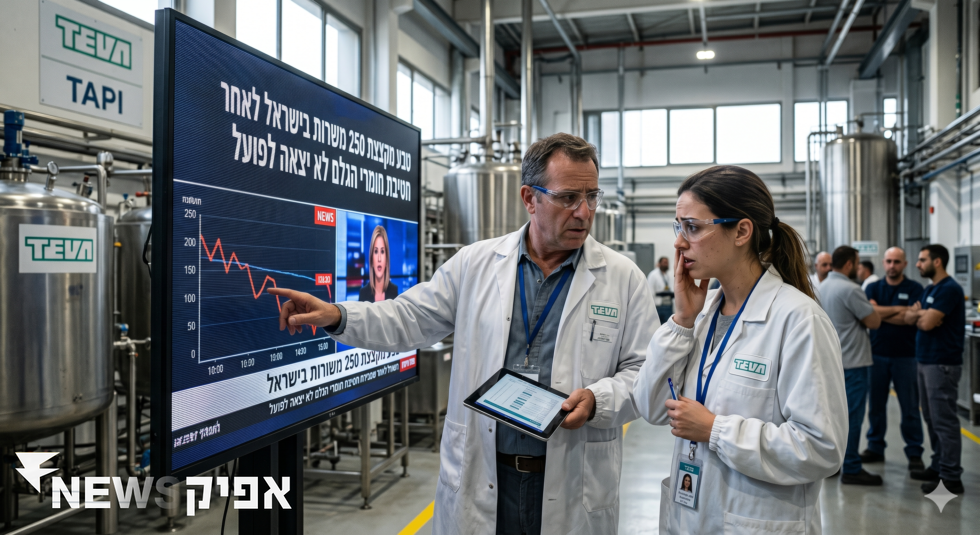 טבע מקצצת 250 משרות בישראל לאחר שמכירת חטיבת חומרי הגלם לא יצאה לפועל