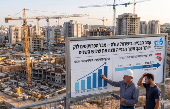 קצב הבנייה בישראל עולה — אבל הפרויקטים לוקחים יותר זמן: משך הבנייה חצה את שלוש השנים   כללי